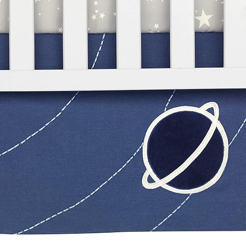 Miniatura 6 de Lambs & Ivy Milky Way Space Galaxy - Juego de ropa de cama para cuna de bebé, 4 piezas, color azul y gris