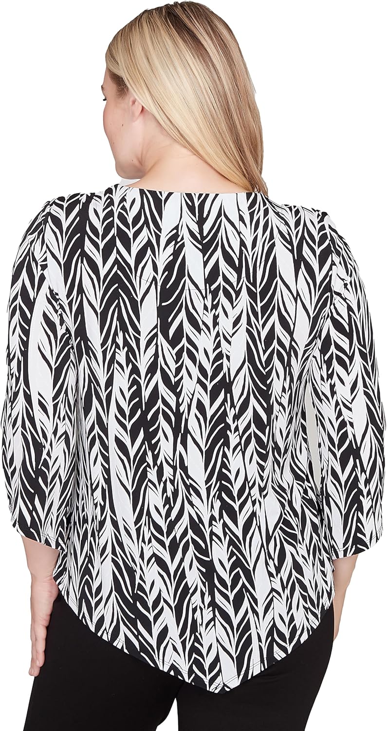 Puff Print Abstract Feather Top - Image 2