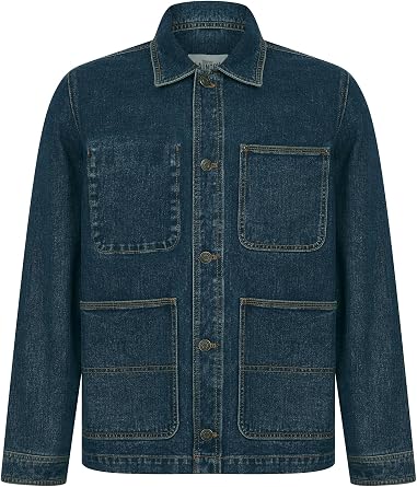 Tokyo Laundry Men's Multi-Pocket Button Fasten Vintage Workwear Style Denim Chore Jacket