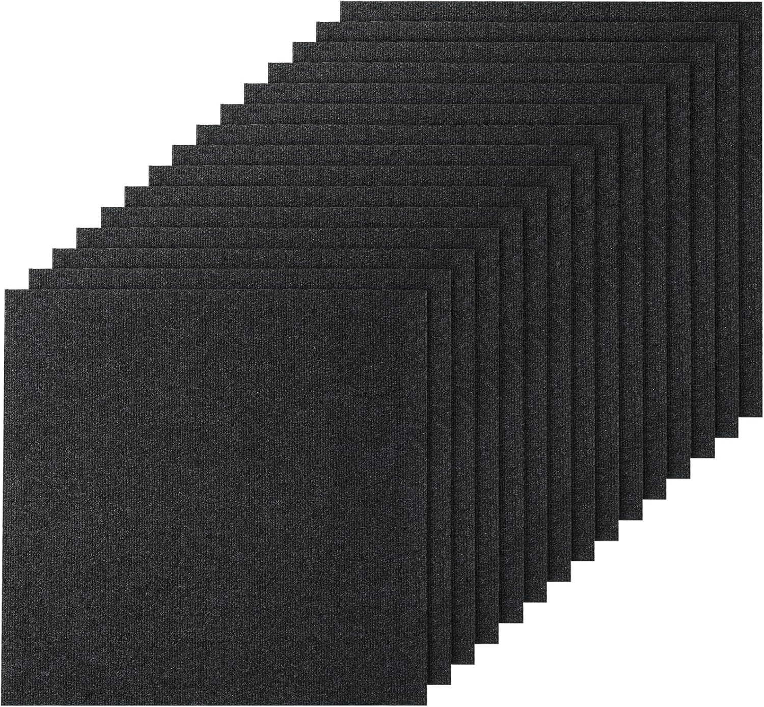 VEVOR 24 x 24 Peel and Stick Carpet Tiles Squares with Self Adhesive & Soft Padded for Indoor Outdoor Kitchen Living Room Bedrooms - Pack of 15/60 sq ft/Carbon Black