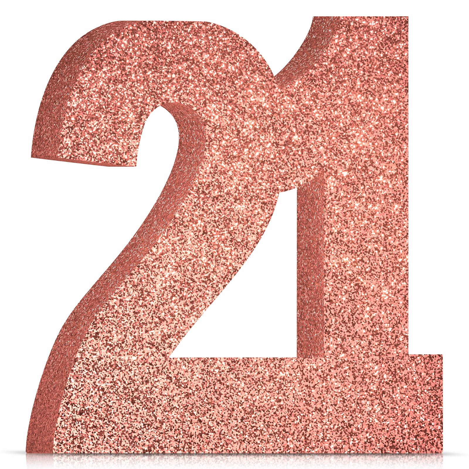 MOORAY 21st Birthday Decor, Rose Gold Decorative Signage, Foam Table Centerpiece for Her, 8 x 8 inches