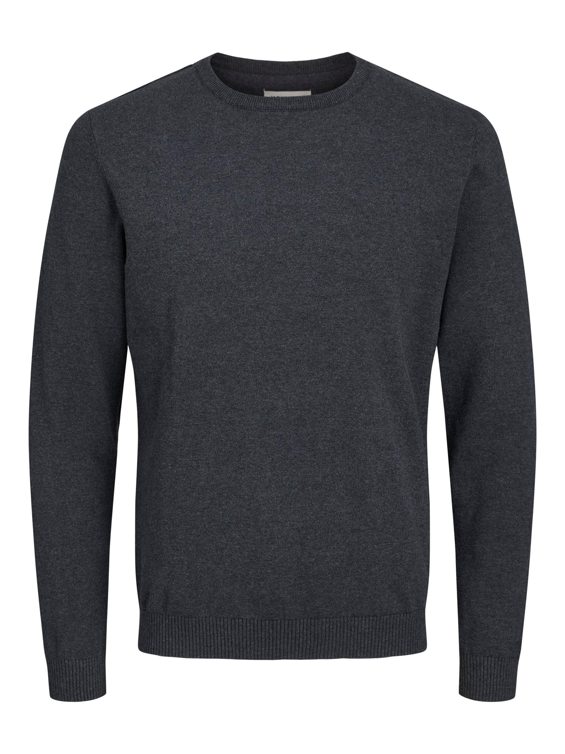 JACK & JONES Men's Jjeglobe Knit Crew Neck Noos Knitted Jumper, Dark Grey Blend, M