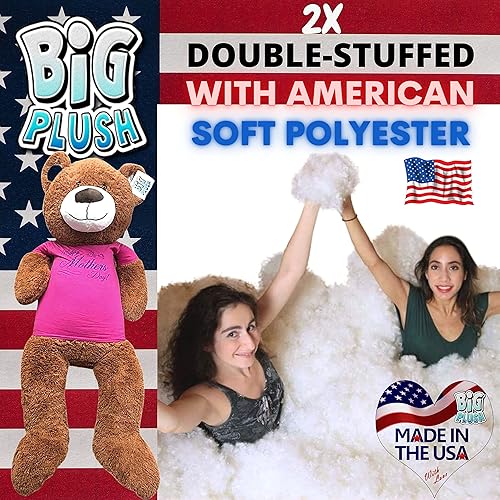 Miniatura 2 de Big Plush Oso de peluche para mamá, suave oso de peluche gigante de 5 pies, lleva camiseta extraíble, feliz día de la madre, color marrón miel