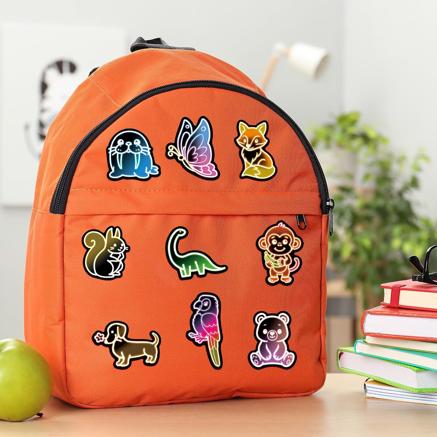 50 Pcs Cute Neon Animal Water Bottle Stickers for Kids, Cartoon Animals Waterproof Vinyl Laptop Decals, Phone Case Skateboard Luggage Scrapbook Guitar Decor image 5
