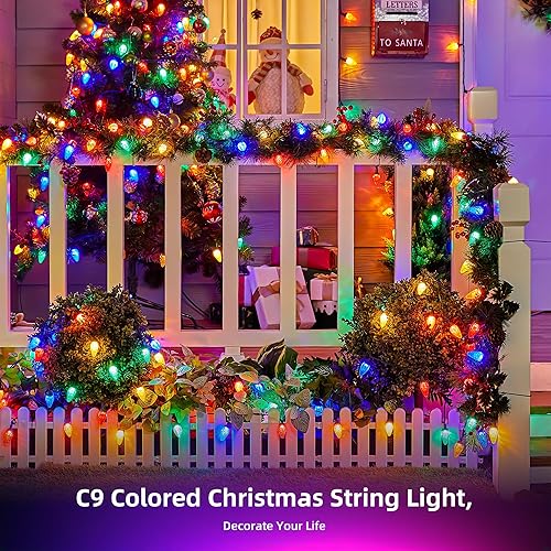 Miniatura 3 de Luces LED C9 de Navidad para exteriores, 97 pies, 150 LED, impermeables, decoraciones navideñas de fresas, luces de cadena, enchufables, luces