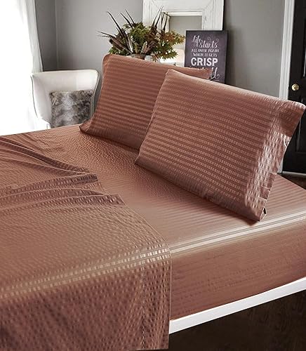 Miniatura 6 de Crystal Trading - Juego de sábanas de 4 piezas, diseño de rayas, microfibra