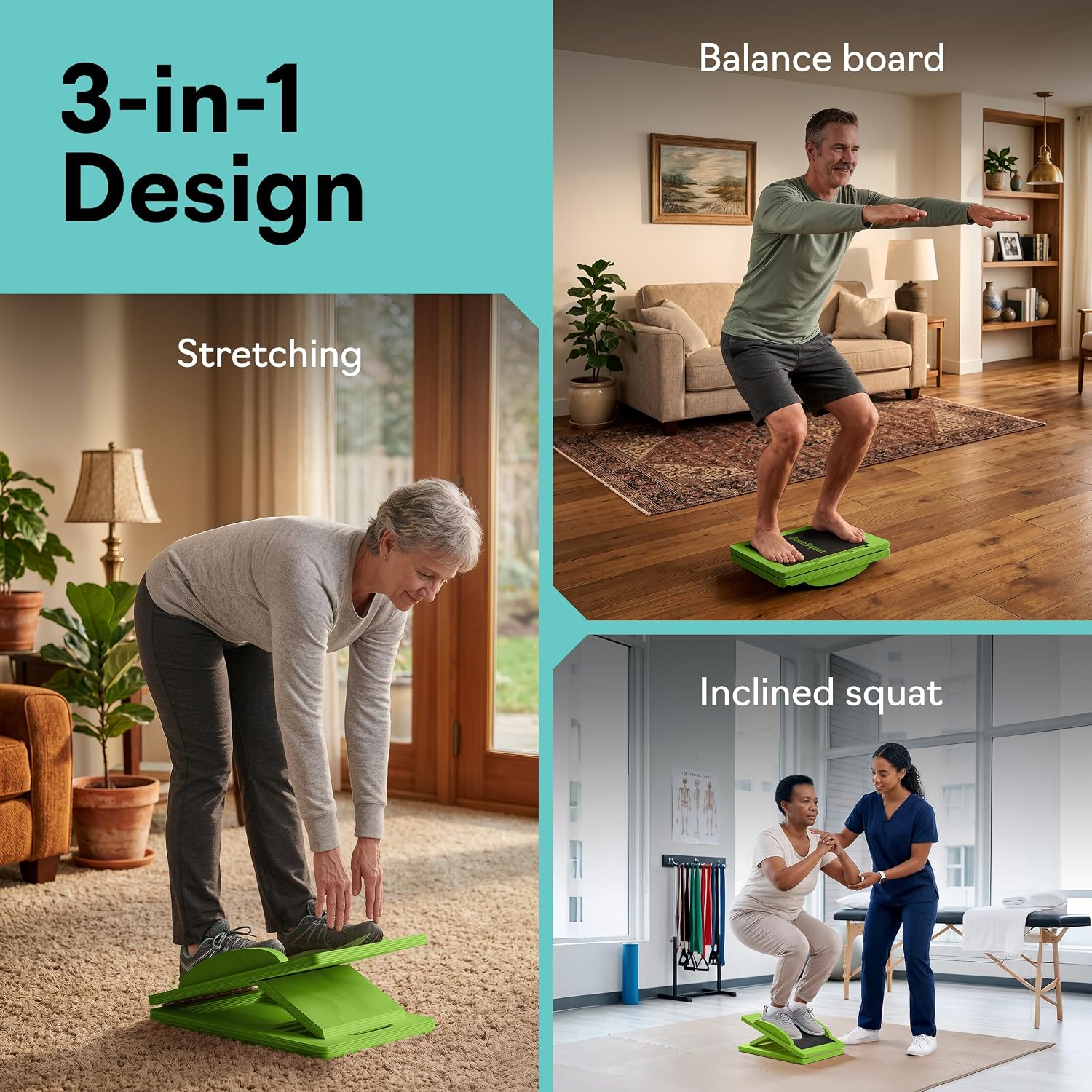 Slant Boards for Exercise, Wooden Slant Board, Calf Stretch Board with 7 Incline Angles, Velour Board, Balance Board & Calf Stretcher, Portable Incline Board for Physical Therapy, Ankle Mobility, Heel & Knees image 2