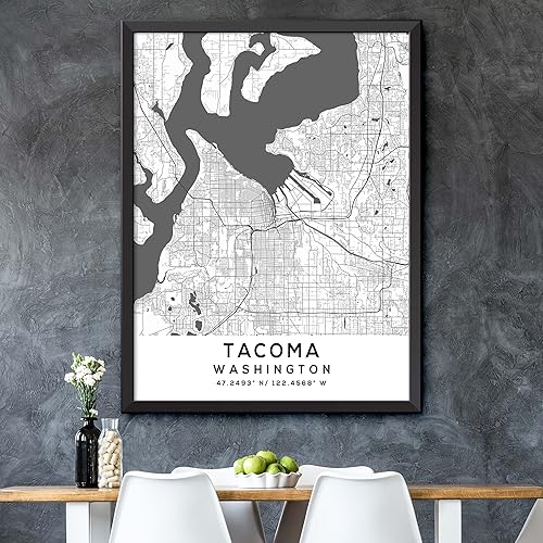 Miniatura 5 de Mapa de Tacoma, Washington, Light 2 (8x10)