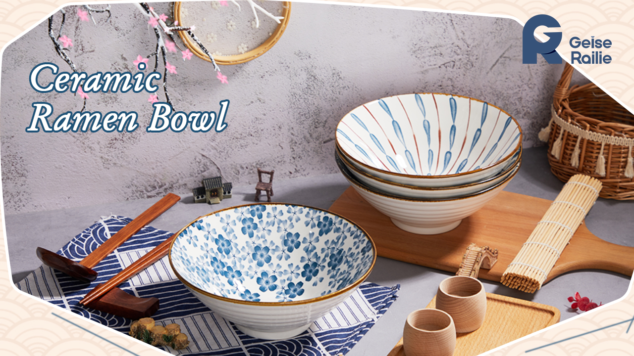 Bols Ramen Lot De 2 Céramique 1200ml - Style Japonais Avec Baguettes Et Cuillère Bols Soupe 1200ml