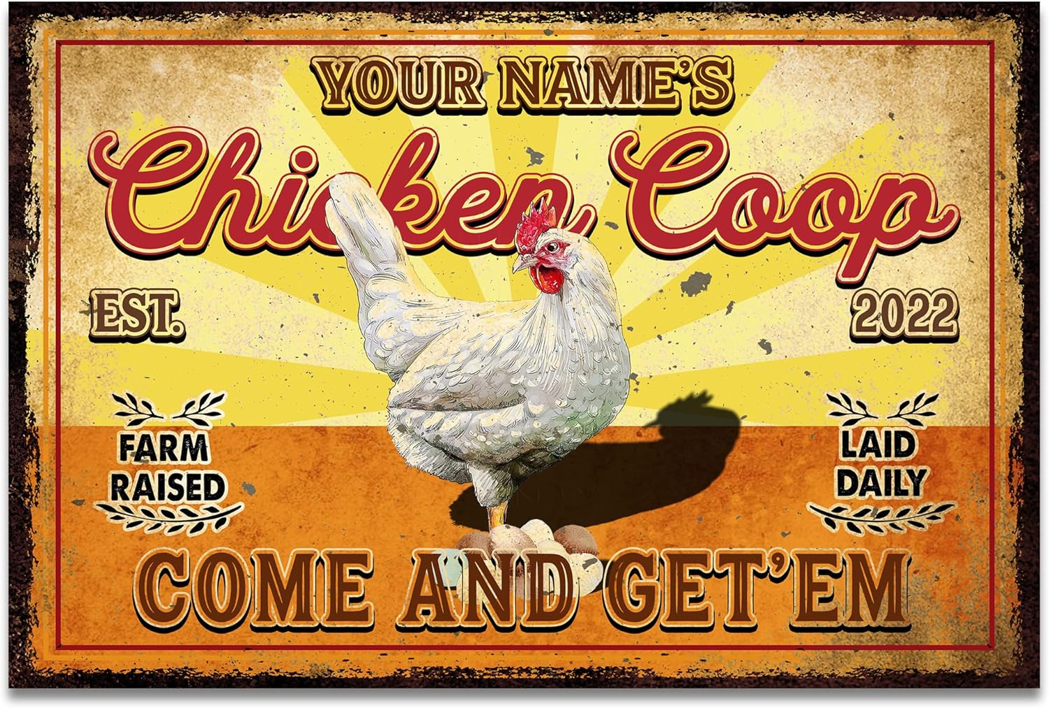 V Vibepy All Over Print, Personalized Chicken Coop Metal Sign 8x12", 12x18", 16x24", Chicken Metal Sign, Farmhouse Sign, Chicken Farm Metal Sign, Farm Decor, Farm Metal Art, Outdoor Sign, Farmy Sign (11)