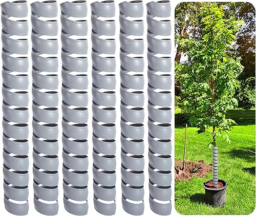 Watayo 6 protectores para tronco de árbol, 2 tamaños, protector de árbol en espiral de plástico, protector de corteza de árbol, envoltura de tubo