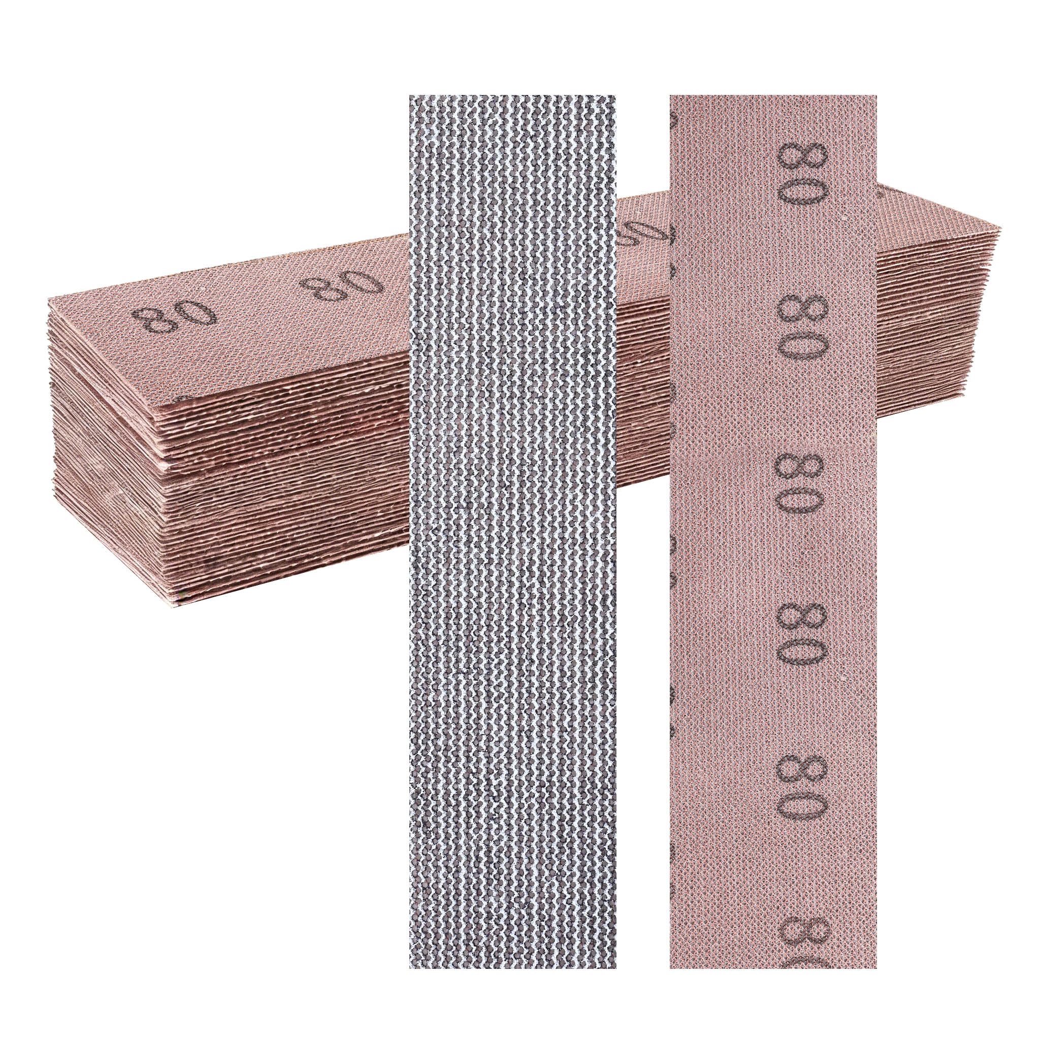 Sruhrak 25PCS Sanding Sheets 70 x 400 mm Hook and Loop Net Sandpaper, 80 Grits, For Wood Metal Plaster & Furniture Sanding, Fits Hand Sanders