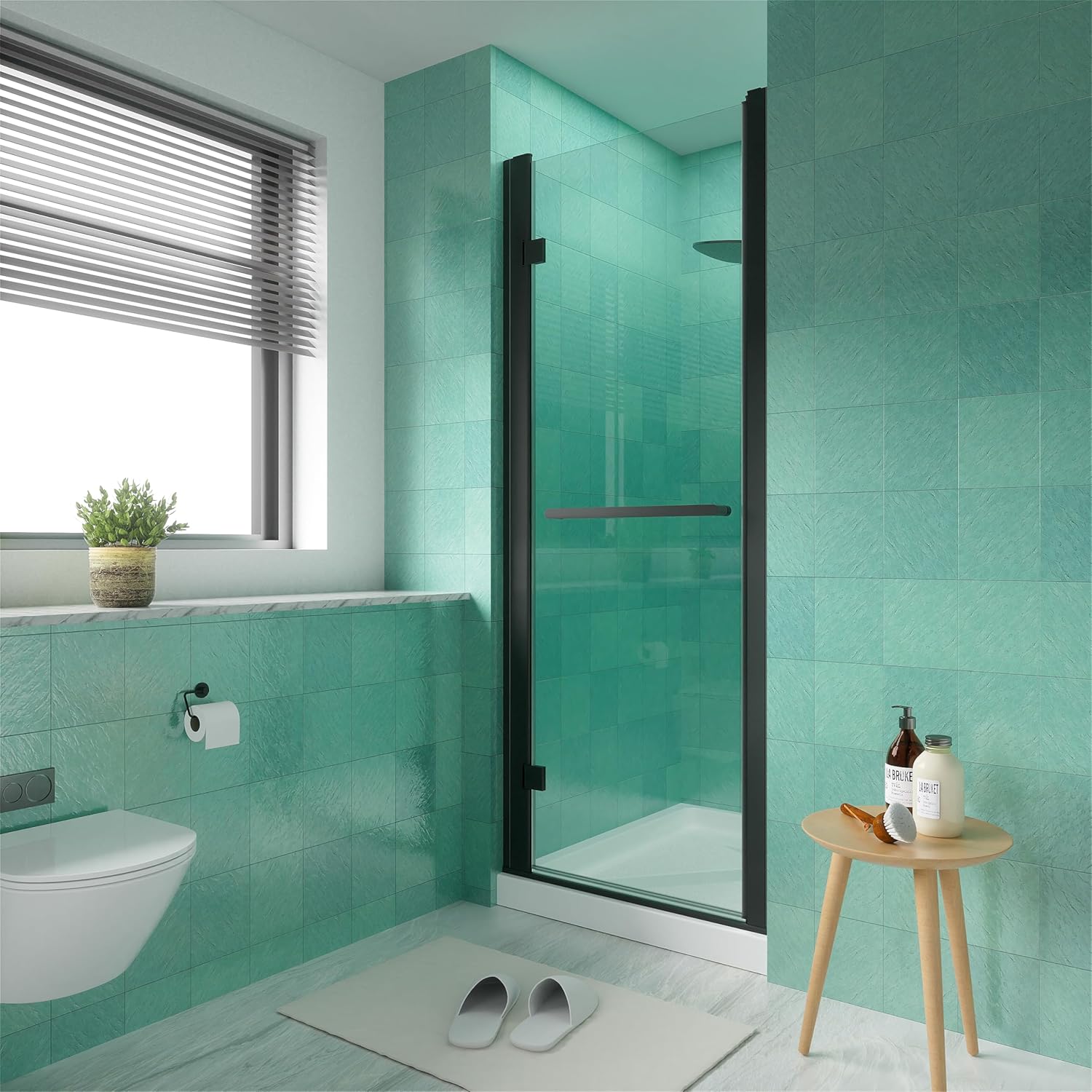 28-30 in.W x72 in.H i-Homare Frameless Pivot Shower Door, 1/4 inch (6mm) SGCC Clear Tempered Glass Pivot Swing Shower Door, Easy to Clean