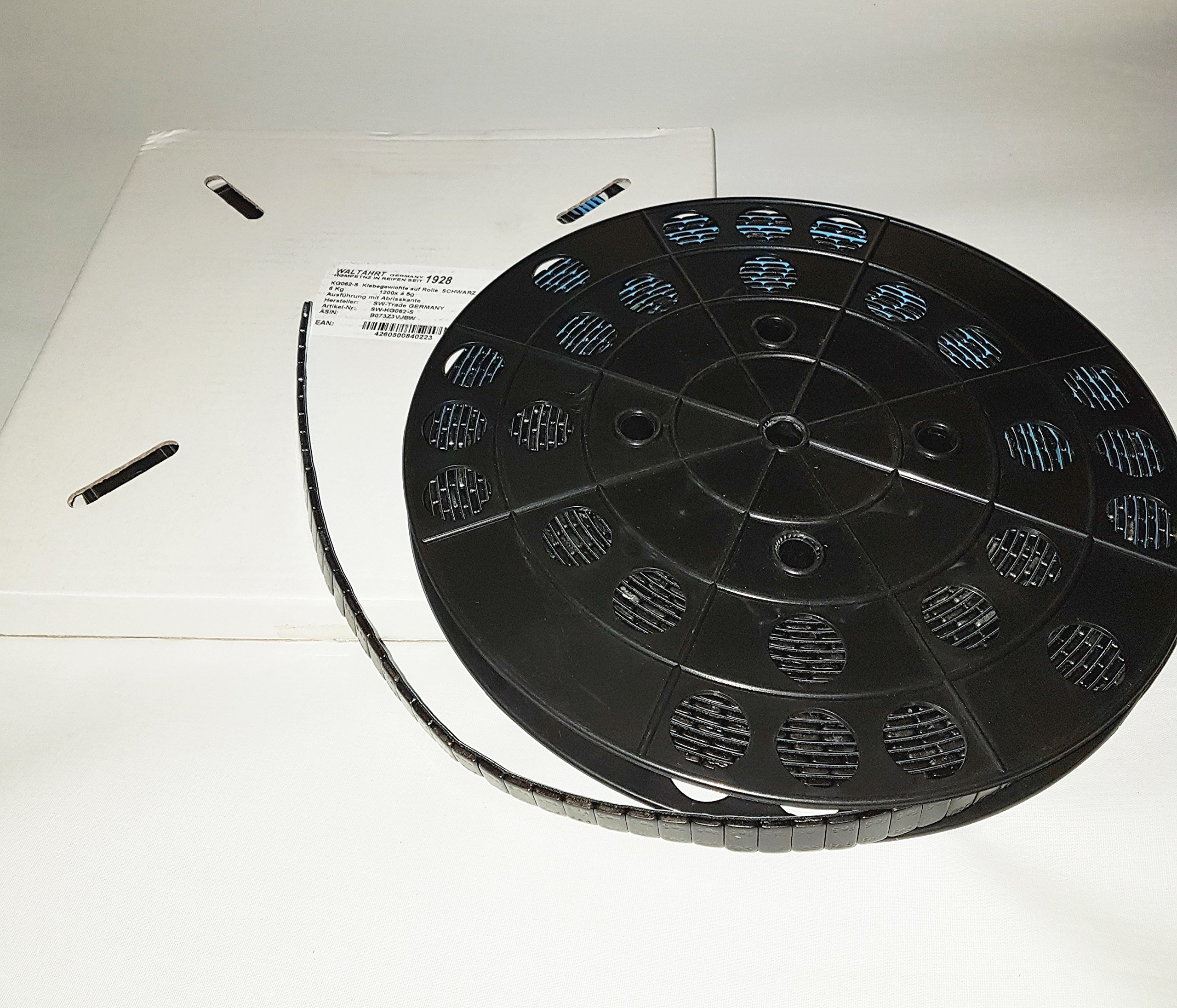 1200 St. Klebegewichte auf Rolle Schwarz Auswuchtgewichte 6Kg mit Abrißkante Kleberolle Kunststoffbeschichtet Kleberiegel Riegel 5g