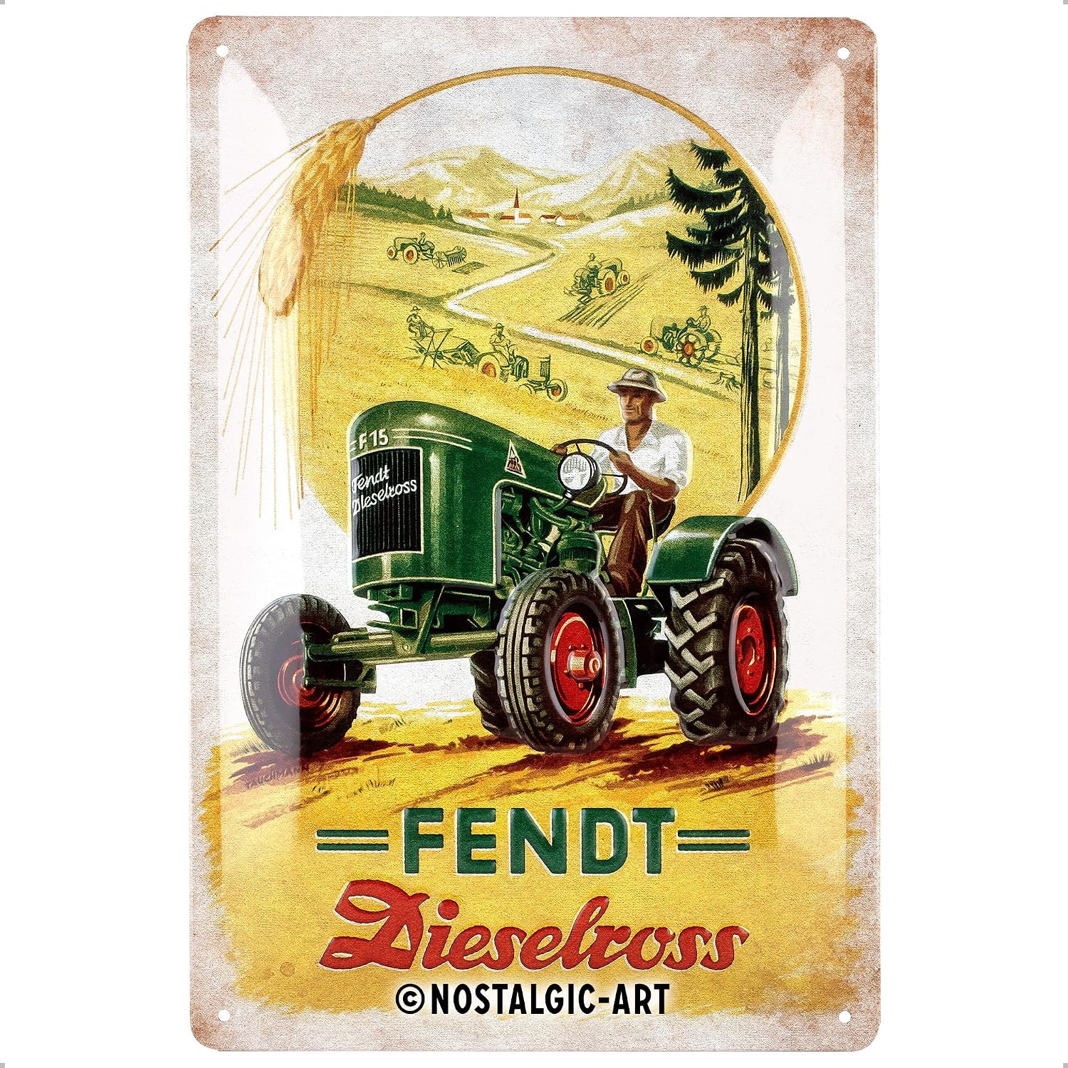 Nostalgic-Art Retro Tin Sign, 20 x 30 cm, Fendt - Dieselross - Gift Idea for Tractor Fans Metal Vintage Design