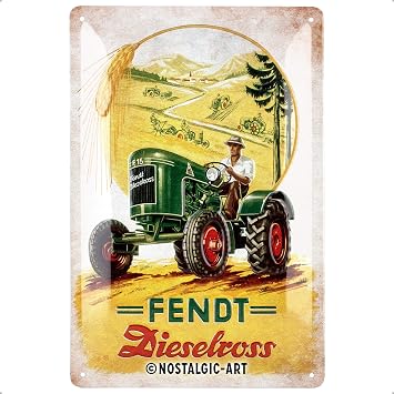 Nostalgic-Art Retro Tin Sign, 20 x 30 cm, Fendt - Dieselross - Gift Idea for Tractor Fans Metal Vintage Design