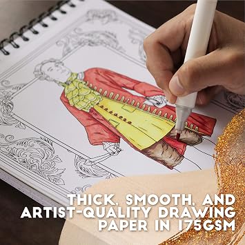 ColorIt Fashion Through The Ages Adult Coloring Book - 50 Single Sided Designs on Thick, Smooth Paper, Flat Hard Cover with Spiral Bound, USA Printing, Fashion Pages, Coloring