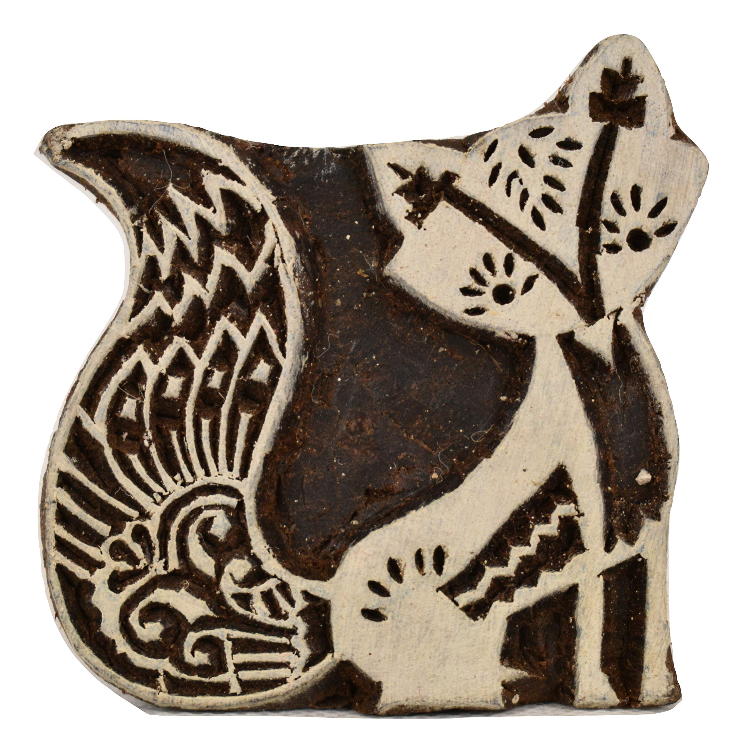 Pilgrims Fair Trade Fancy Fox Shaped Indian Hand Carved Wooden Printing Block Stamp