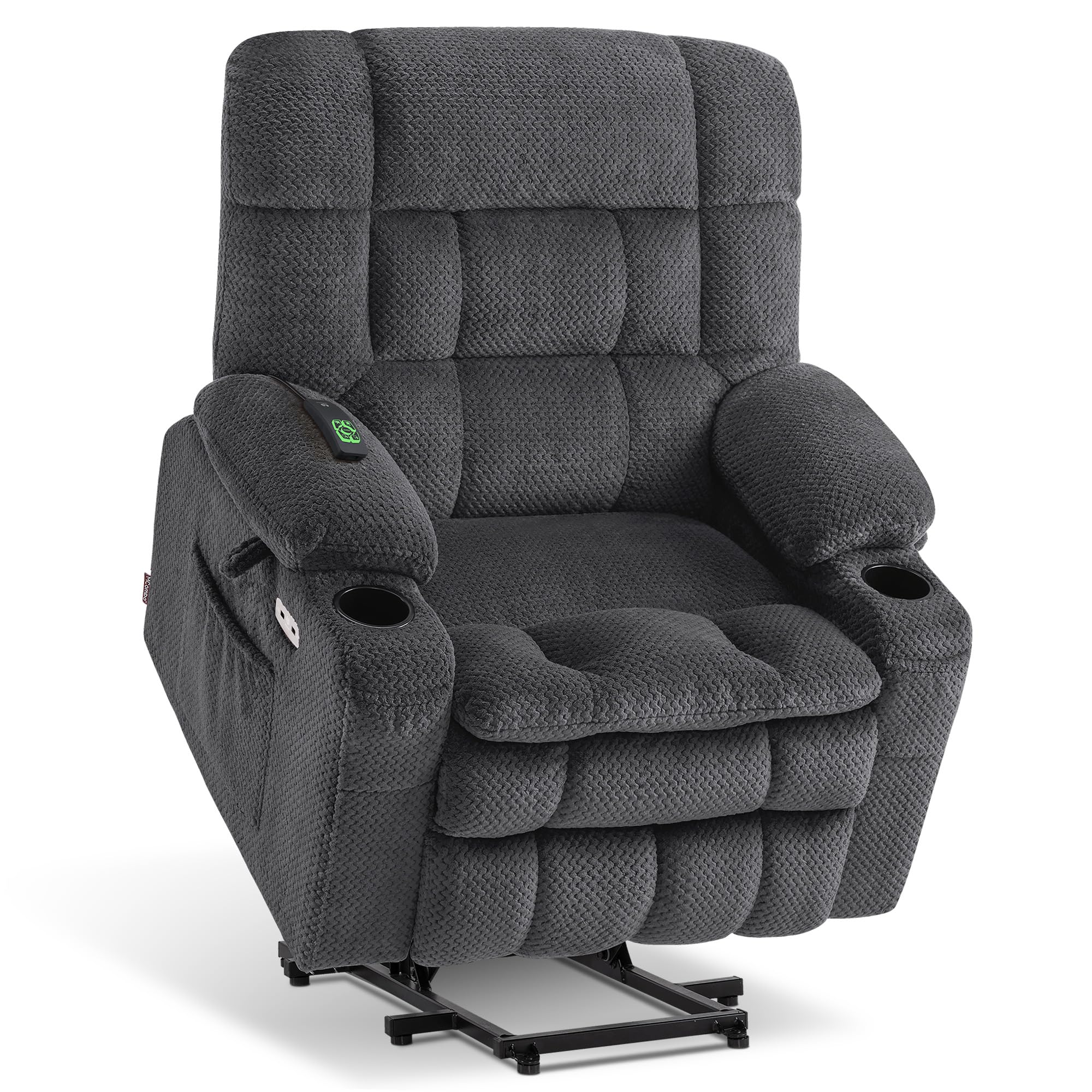 MCombo Dual Motor Power Lift Recliner Chair for Elderly, Lay Flat Lift Chair with Heat and Massage, Petite Wide Lift Chair, Cup Holders, USB A&C Ports