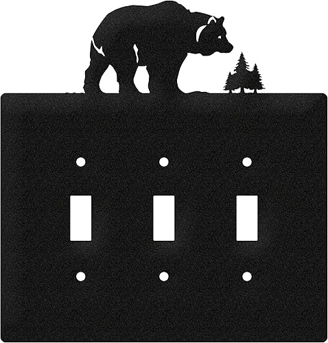 Miniatura 6 de SWEN Products Bear Wildlife - Cubierta para placa de pared (interruptor único, negro)