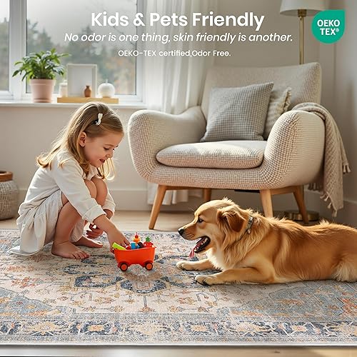 Miniatura 137 de Rugland Alfombras de área de 8 x 10, alfombra lavable resistente a las manchas, alfombras antideslizantes para sala de estar, alfombras tribales