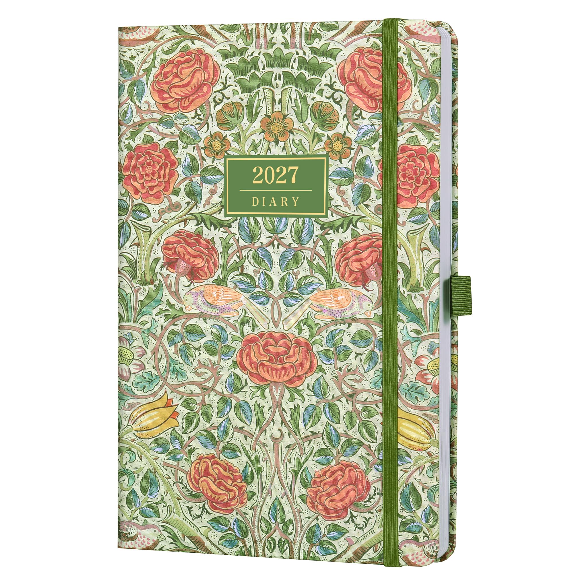 Artfan Diary 2027, A5 2027 Diary Week to View, Symmetrical Floral Bird