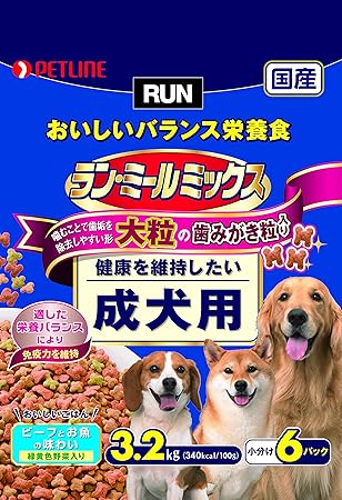 Amazon Co Jp ランミール ドッグフード ミックス 大粒 成犬用 3 2kg ペット用品