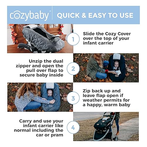 Miniatura 3 de Cozy Cover Funda de asiento de coche para bebés (colcha gris) - La funda de transporte para bebés líder en la industria en la que confían más de 6