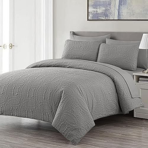 Miniatura 2 de Chezmoi Collection Liam - Juego de edredón de cama tamaño King en una bolsa, edredón ligero con patrón de moneda de 7 piezas con sábanas, fundas de