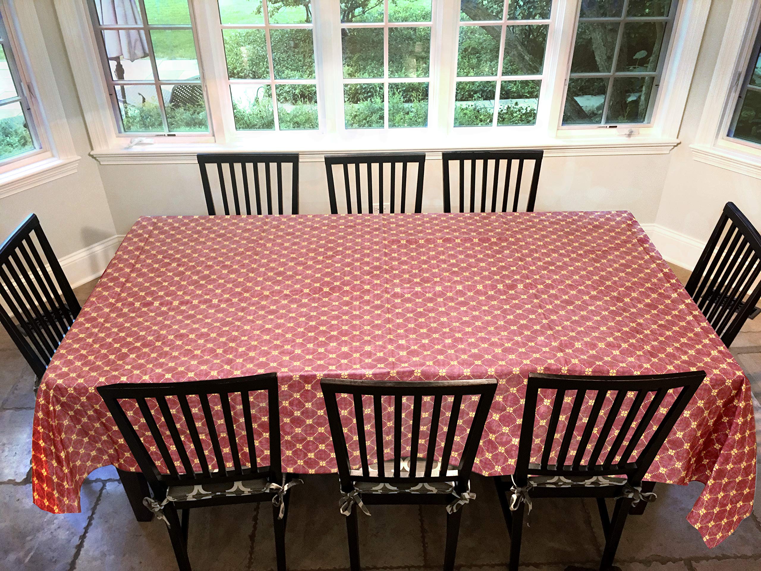 Covers For The HomeDeluxe Stitched Edged Flannel Backed Vinyl Drop Tablecloth - Fashion Diamond (Rust) Pattern - 60" x 120" - Oblong