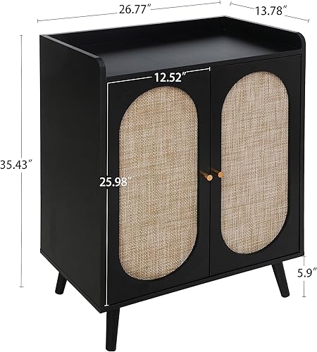 Miniatura 10 de affeivul Gabinete de almacenamiento de zapatos de ratán, aparador de ratán natural y buffet con almacenamiento, gabinete de almacenamiento de ratán