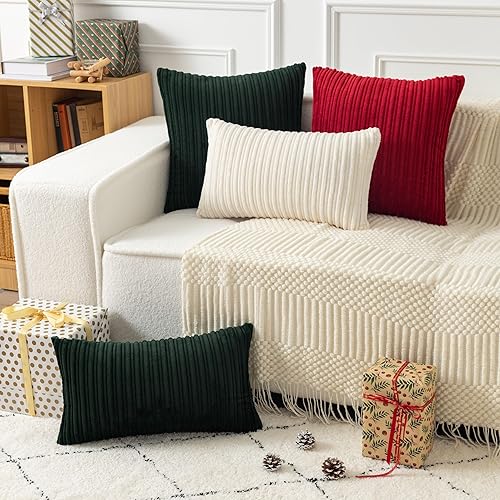 Miniatura 177 de UGASA - Juego de 2 fundas de almohada de terciopelo a rayas, funda decorativa para cojín con cremallera oculta para el hogar, sofá, dormitorio,