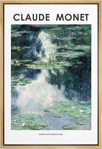 wall26 Lienzo enmarcado para pared, diseño de lirio de agua, lago, por Claude Monet, naturaleza, ilustraciones de área silvestre, bellas artes,