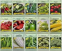 FreedomFarms 15 Pack Non-GMO Heirloom Vegetable Seeds Variety - Tomatoes, Cucumbers, Peppers, Lettuce & More for Home Gardens
