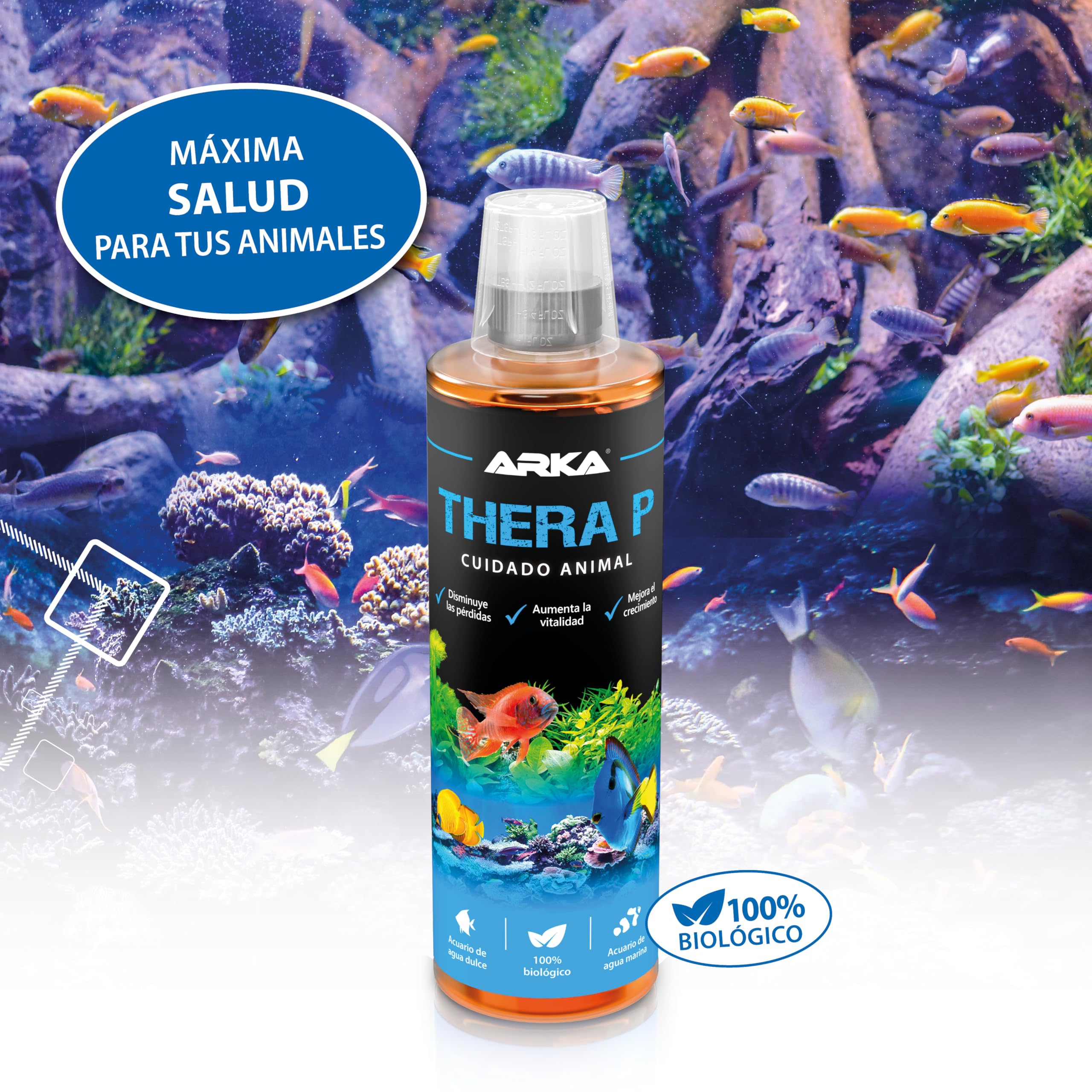 MICROBE-LIFT TheraP – Bacterias de Limpieza para el Cuidado de Peces, previene Enfermedades, favorece el Crecimiento de los Animales, para Agua Dulce y Salada