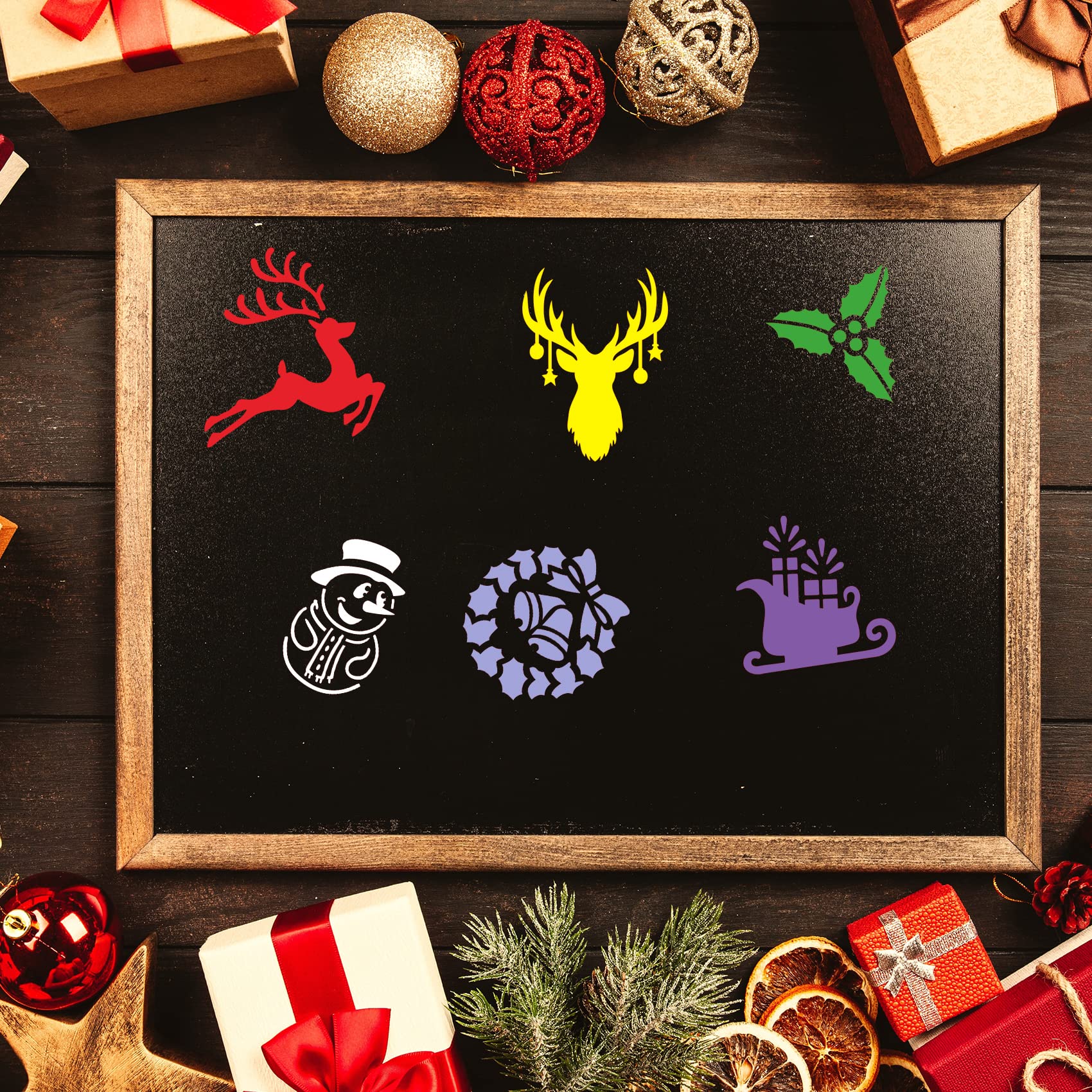64 Pochoirs De Noël PET Réutilisables 7.5x7.5 Cm - Motifs Sapin, Père Noël, Bonhomme De Neige… | Pour Peinture, Cartes, Déco DIY