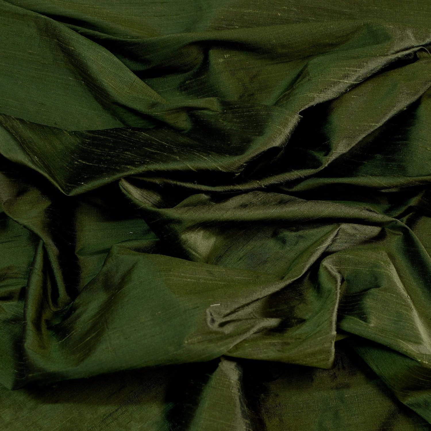 Iridescent Cypress Green Dupioni Silk, 100% Silk Fabric, by The Yard, 44" Wide