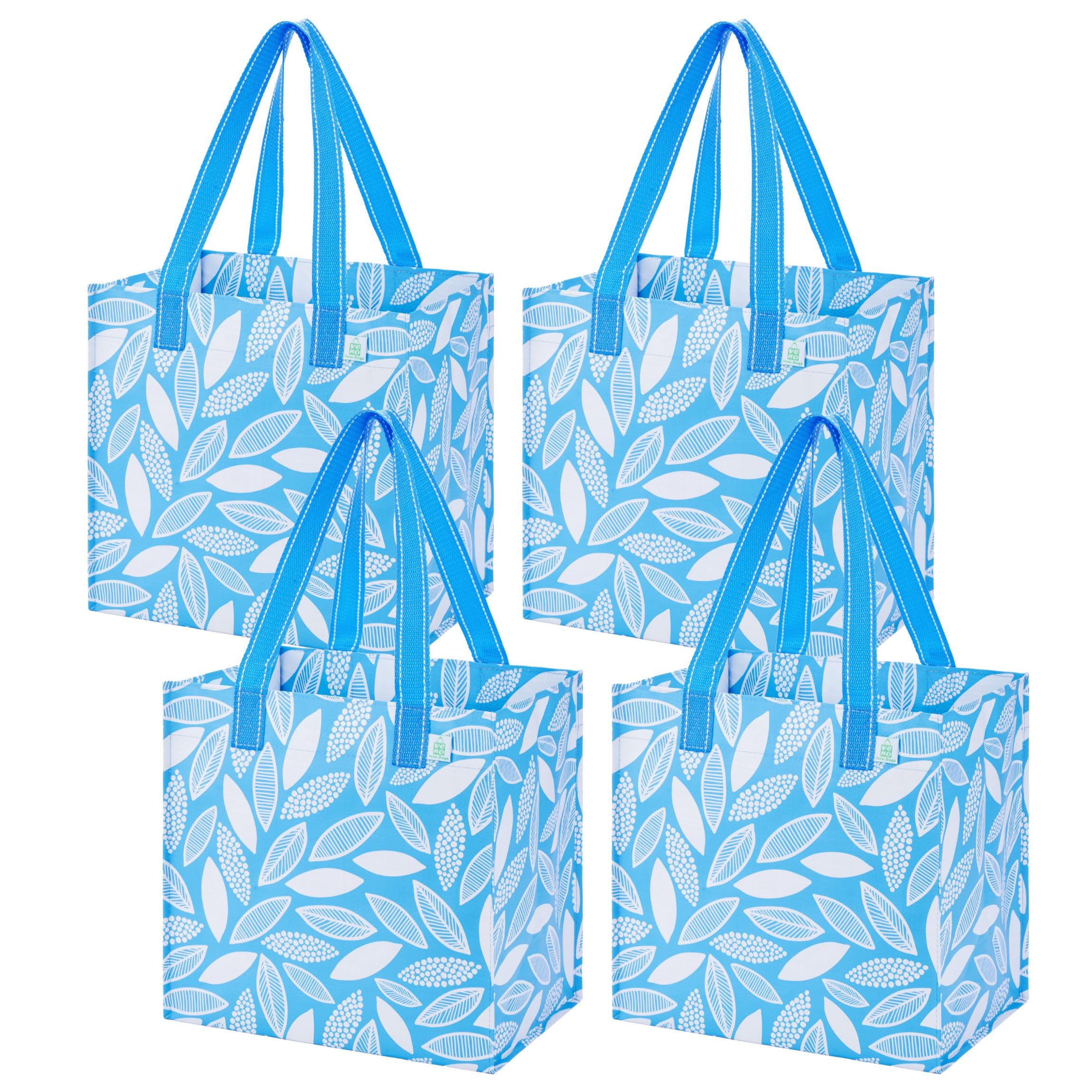 4 Pack Large Grocery Bag Reusable Shopping Bags with Hard Bottom