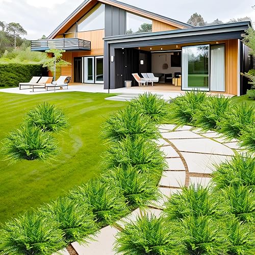 Miniatura 4 de 12 paquetes de plantas artificiales para exteriores, arbustos falsos de helecho boston, resistentes a los rayos UV, plantas de plástico para
