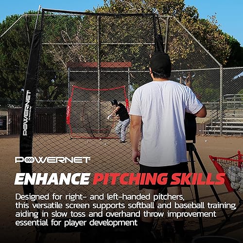 Miniatura 4 de PowerNet Baseball Training Equipment Baseball Net, Portable Softball Batting Practice Pitching Screen, 7-FT I-Screen or A-Frame Pitching Net