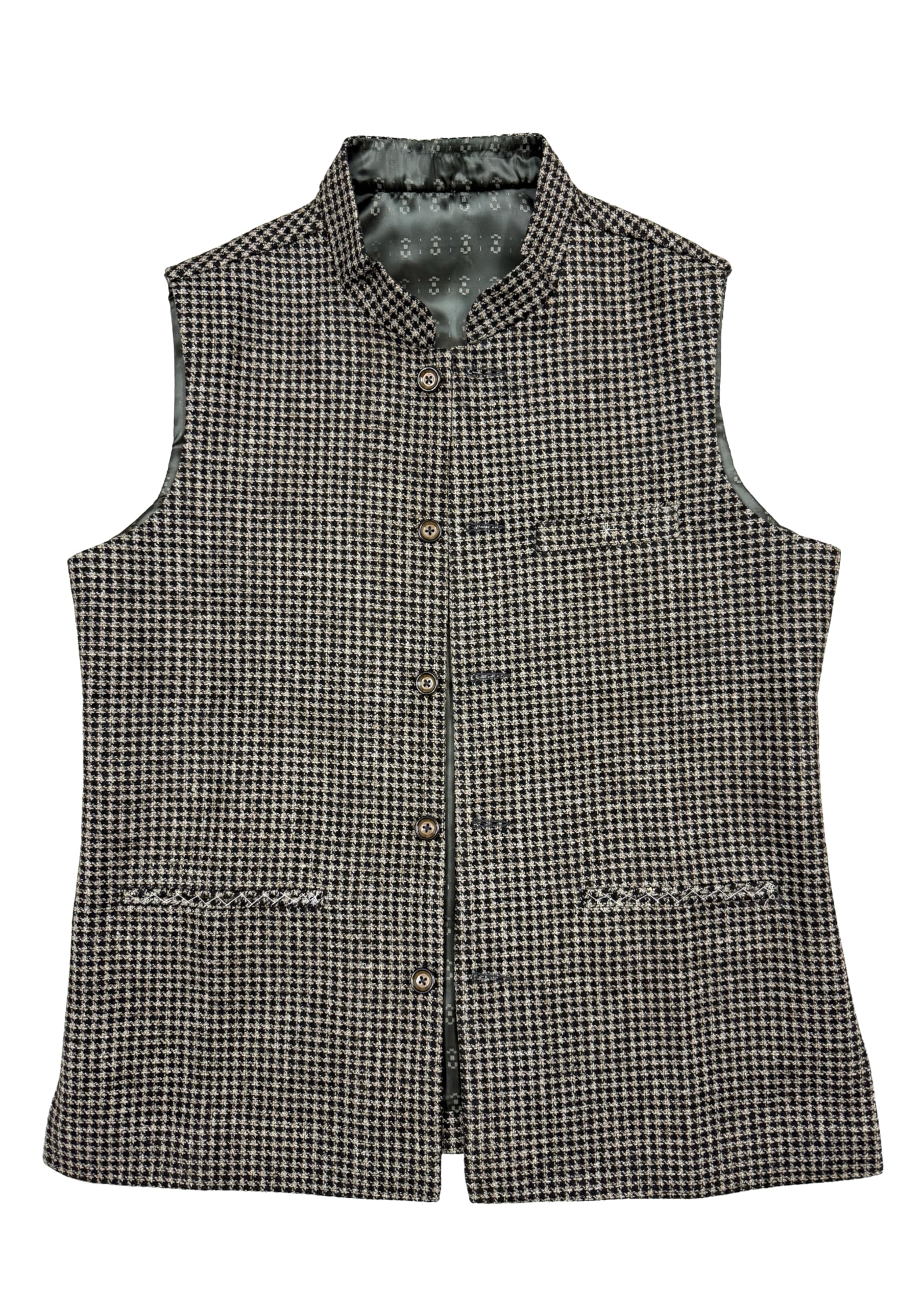 r.b.s Self Checked Pattern Nehru Jacket, Beige and Black, Classic Tweed-picture-11