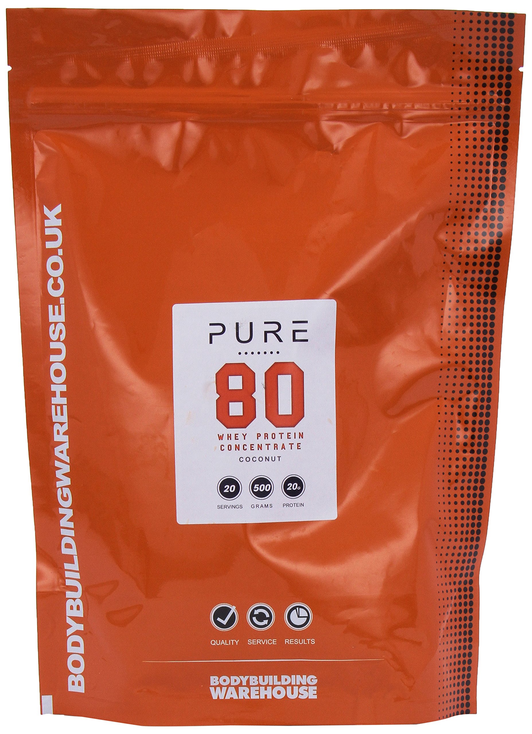 Pure Whey Concentrate 80 Protein Powder - Excellent Amino Profile for Lean Muscle Building, Growth and Recovery. Grass-fed, Low & No Added Sugar - Coconut, 500g