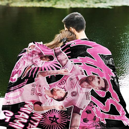 Miniatura 6 de Yrindyiz Manta de franela ligera con estrellas de fútbol, acogedora y suave, manta de forro polar para fanáticos con aire acondicionado, 40 x 50