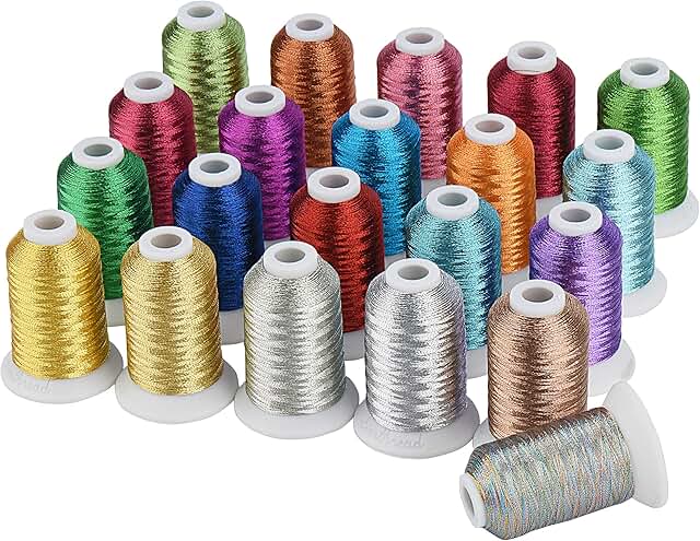 Simthread 21 Best Colors Metallic Embroidery Machine Thread Kit 500M(550Y) for Computerized Embroidery and Decorative Sewing