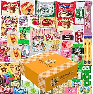 DOTORI SNACK BOX: 35 Count Korean & Japanese Snack Gift Box | Sweet & Savory Exotic Asian Candy, Ramen & Biscuits Variety Pack | Curated Care Package Bundle for Adults, Friends & Family