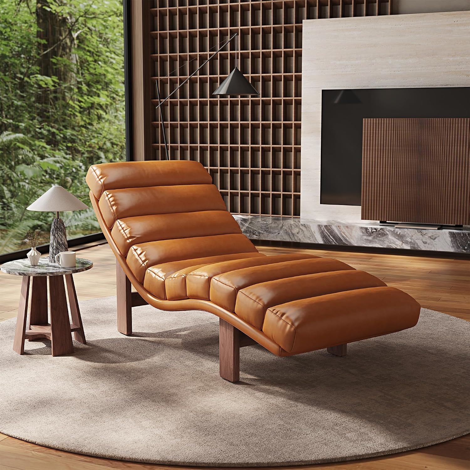 Amazon.com: Kxrtuw Modern Chaise Lounge Chair with Wooden Legs, Armless