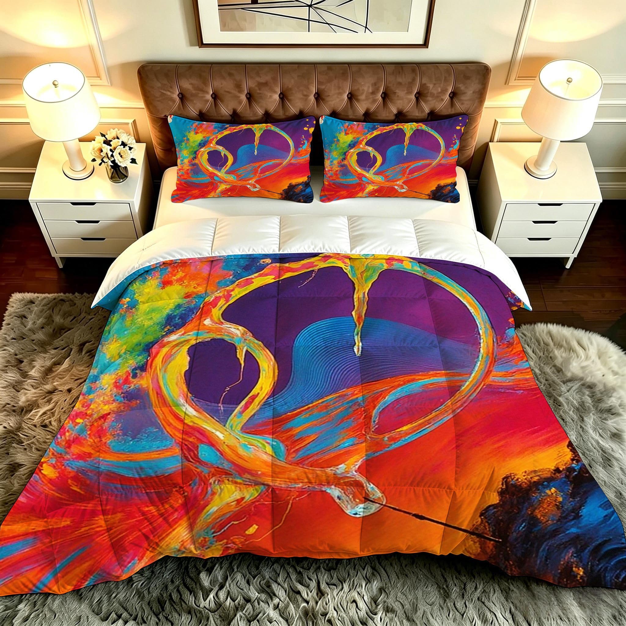 Edredón Cama 90, 150x200 cm, Pintura al Óleo Multicolor, DQ45