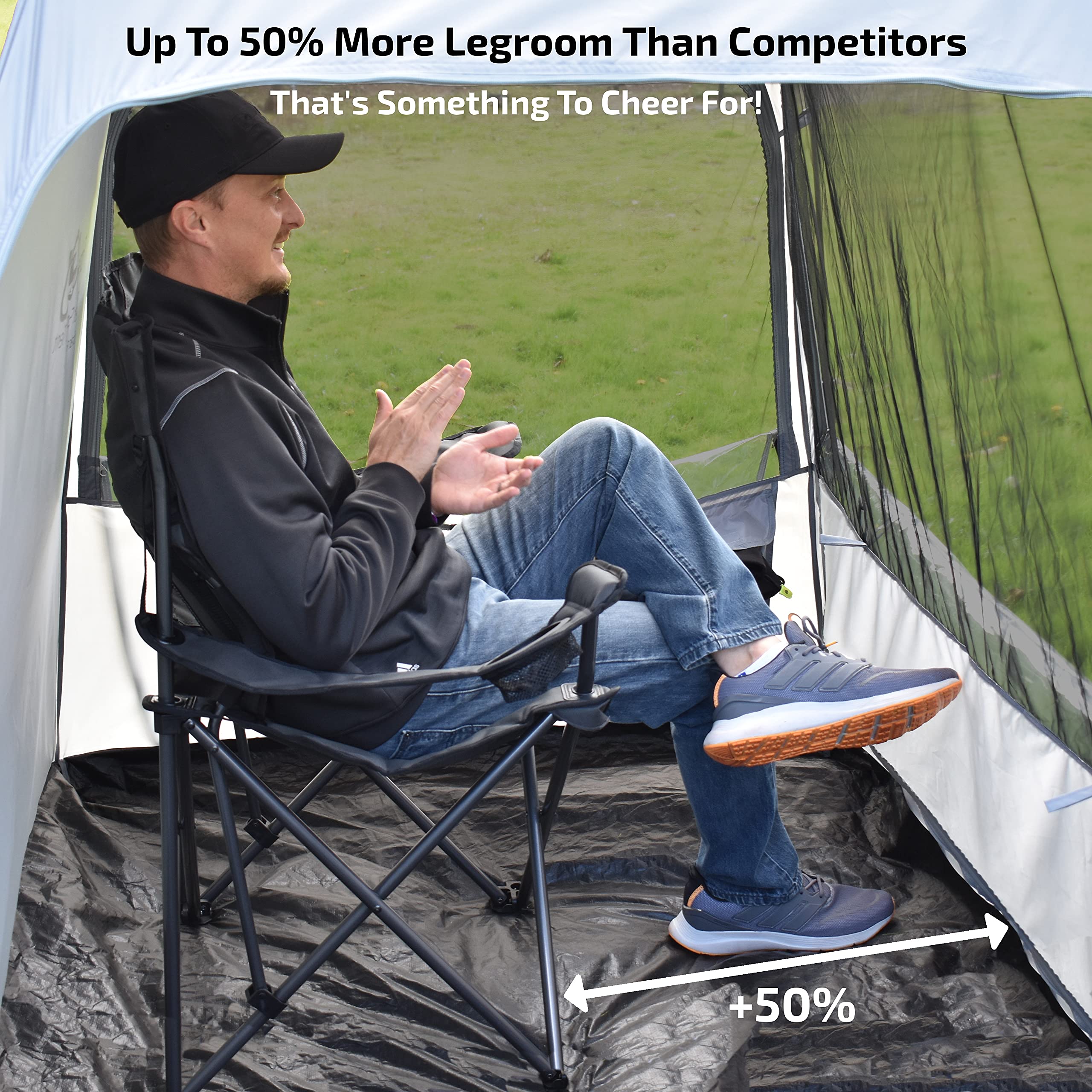 FOFANA Pod All Weather Sports Tent - Largest Sports Pod Pop Up Tent for Up to 4 People - Pop Up Pod for Rain Wind Cold Bugs - Bubble Tent with Clear and Mesh Windows - Weather Tent Pods for Sports