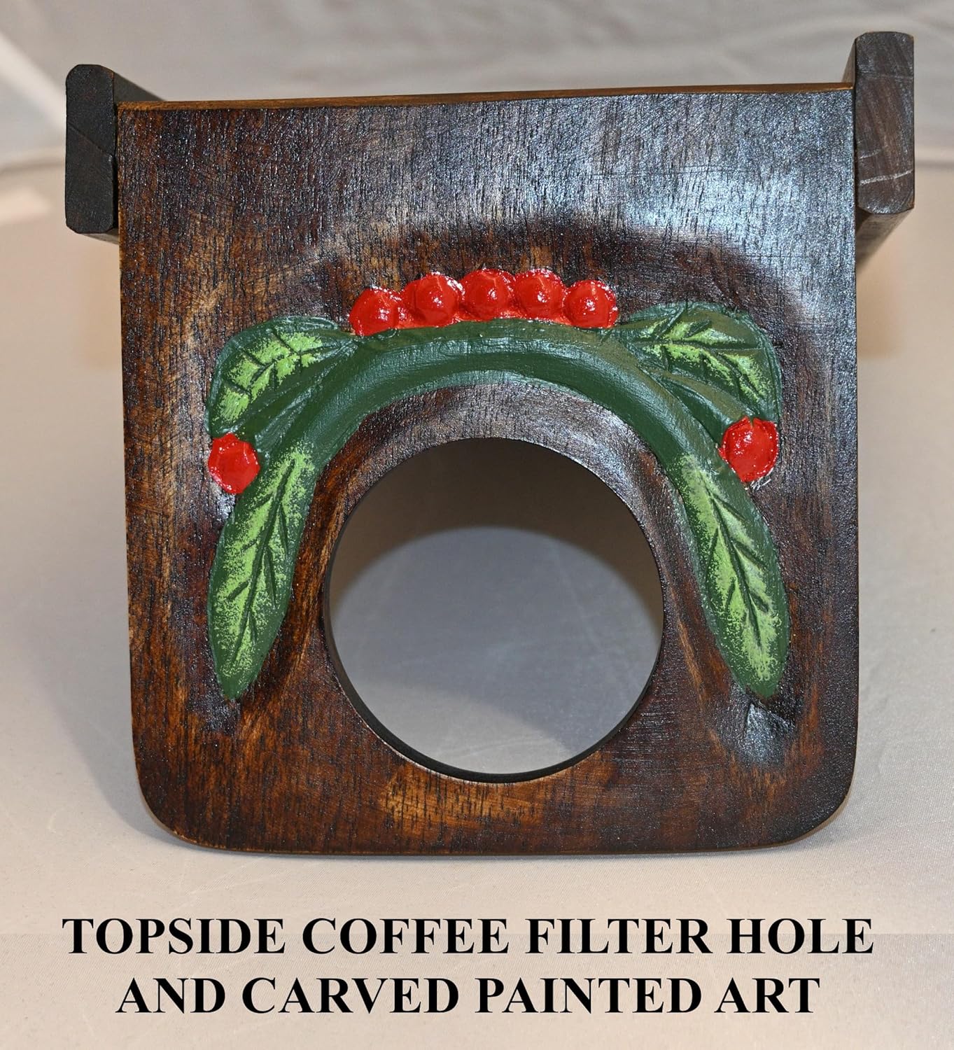 Chorreador Costa Rica Colorful Toucan Carved Wood Pour Over Coffee Dripper Stand - Manual Drip Maker Portable for Hand Drip Thru Cloth Sock Filter Handmade