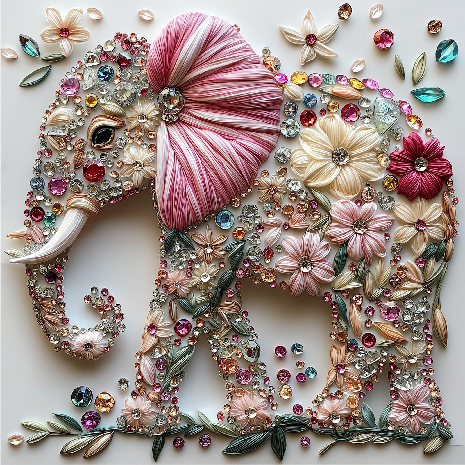 Elephant Jigsaw Puzzles for Adults 500 Pieces Colorful Crystal Flower Puzzles Beautiful Diamond Art Puzzle Difficult Unique Family Challenging Games Gift for Teens Adults Puzzle (20"x20")